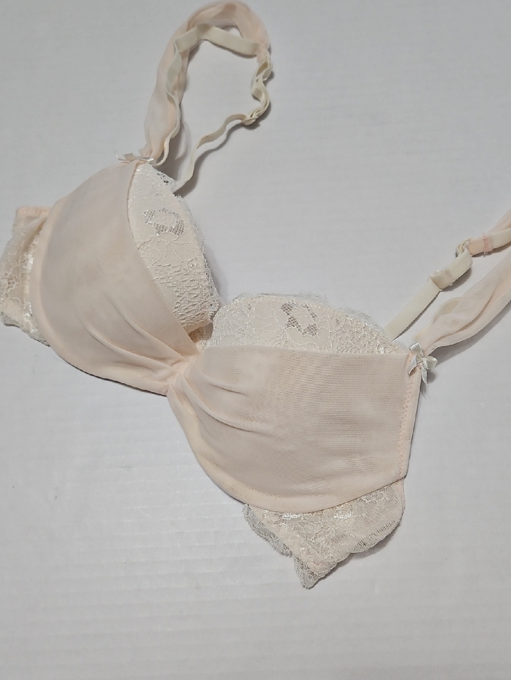 Adore Me Sheer Lace Underwire Push Up Bra in Pale Blush Size 34C